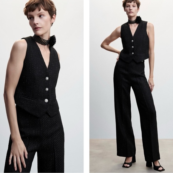 Jason Wu Black Tweed Metallic Jewel Button Vest - Picture 1 of 6